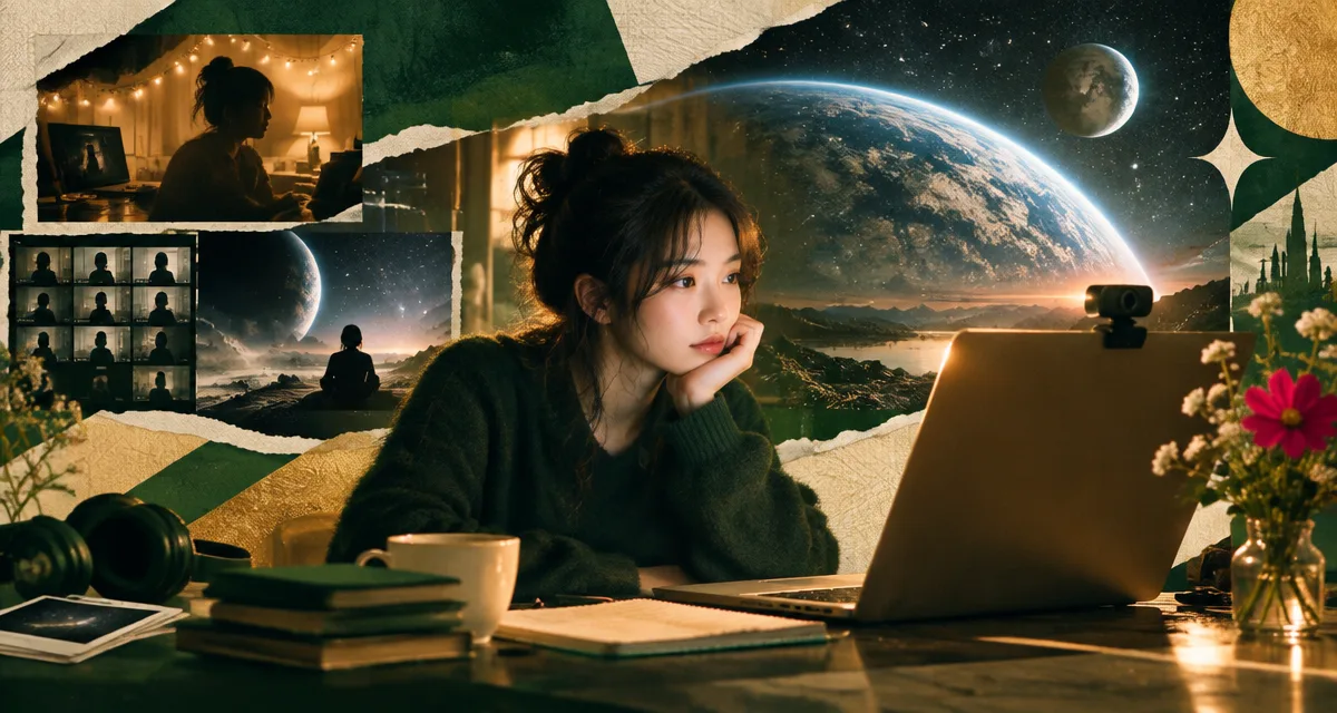 AI-generated editorial illustration about IU releases science-fiction music video for “Unknown Planet”