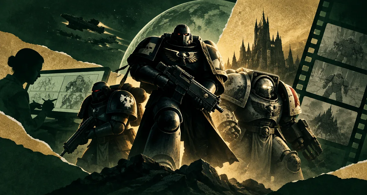 AI-generated editorial illustration about Astartes II Teaser Sets December Warhammer+ Release for Deathwatch Sequel